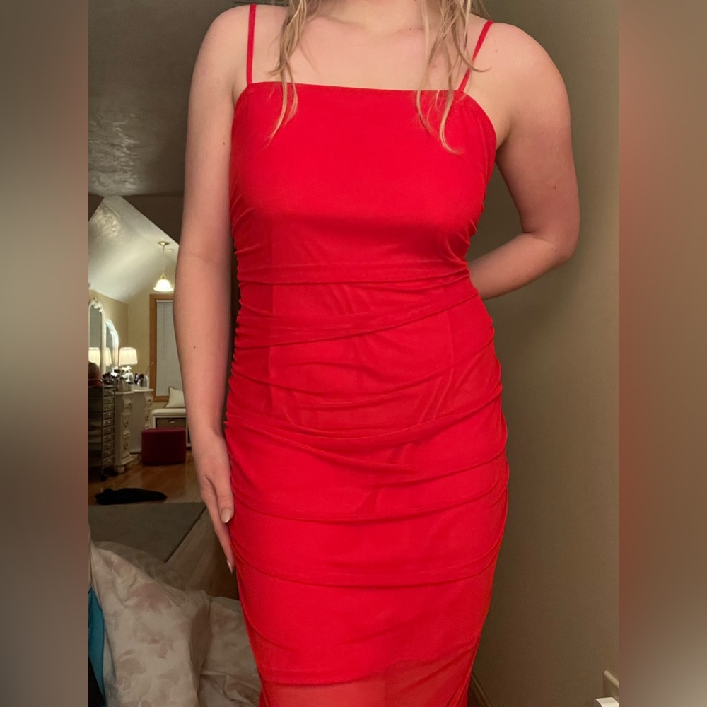 Wild fable red mesh dress. It’s too big for me which is why it looks baggy